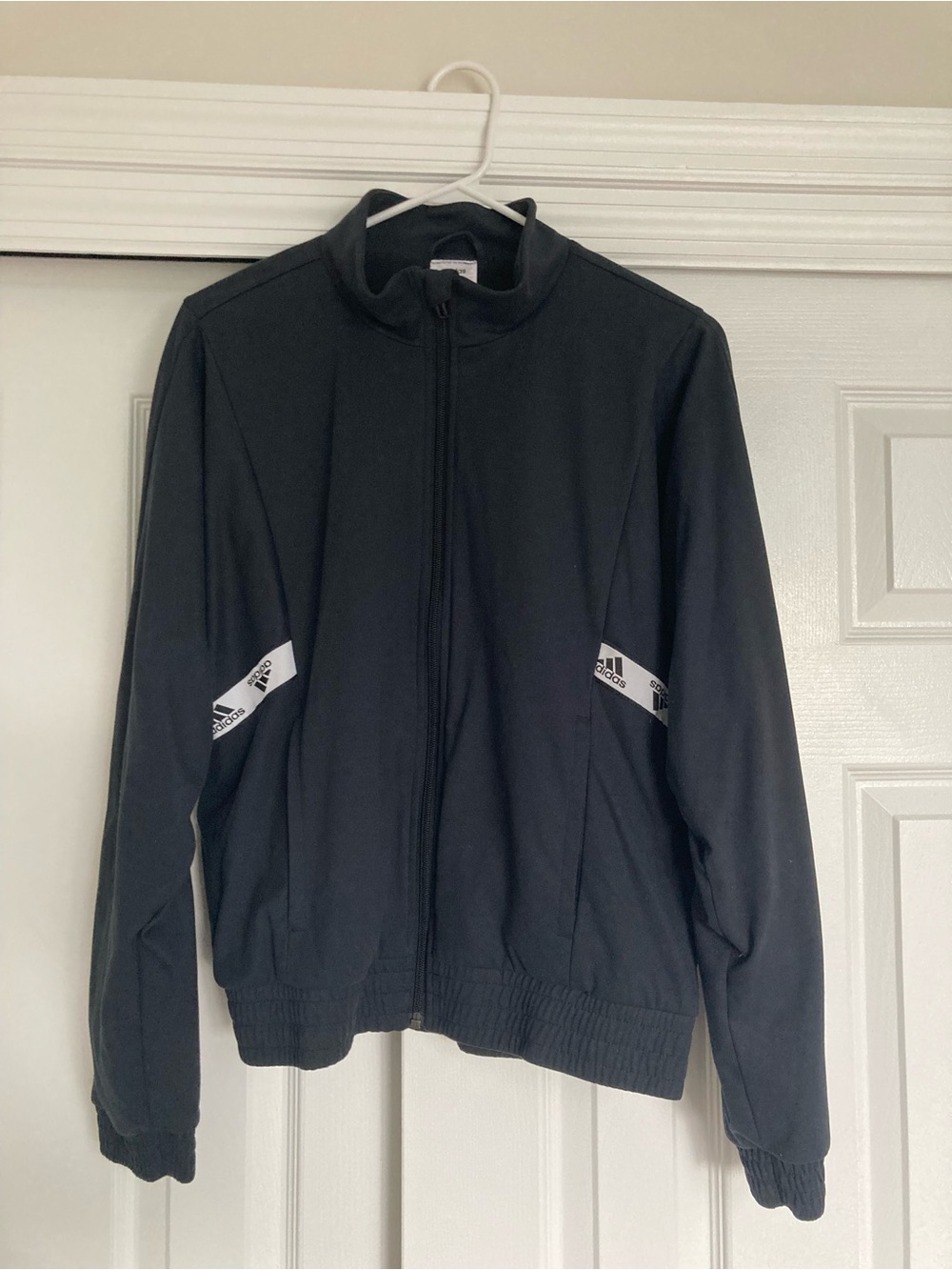adidas Black Lightweight Track Jacket with Logo Tape